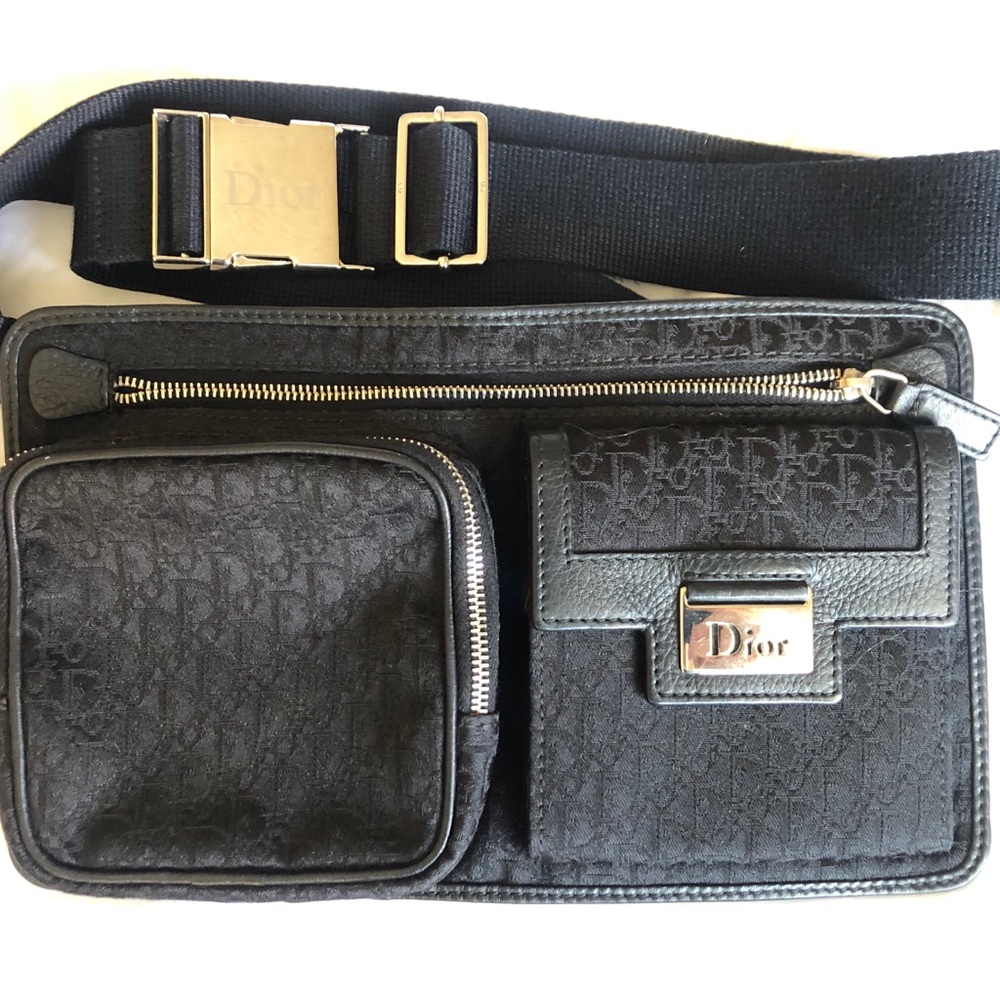 Dior black trotter belt bag